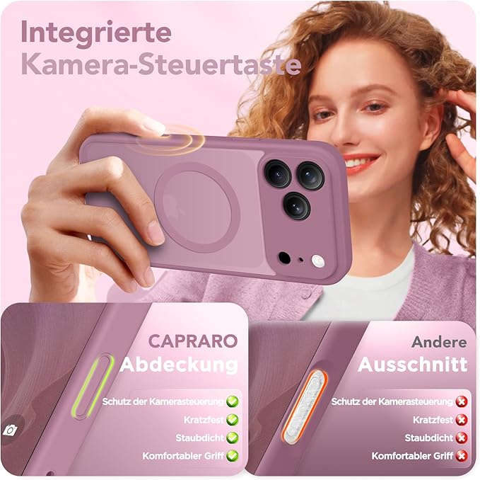 CAPRARO Magnetic for iPhone 17 Pro Max Case, Upgraded [Full Camera Protection] [Compatible with MagSafe] Protective Translucent Matte Women Girl Phone Case Cover, Black Currant