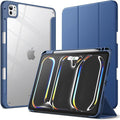 JETech Case for iPad Pro 11-Inch M5/M4 2025/2024 (6th/5th Generation) with Pencil Holder, Clear Transparent Back Shell Slim Stand Shockproof Tablet Cover, Auto Wake/Sleep (Navy)