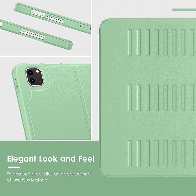 VIKESI Case for iPad Pro 12.9 6th / 5th / 4th / 3rd Generation Case 2022/2021/2020/2018,Multiple Angles Magnetic Stand Cover,Shockproof Soft Back,Pencil Holder,and Auto Sleep/Wake,Matcha
