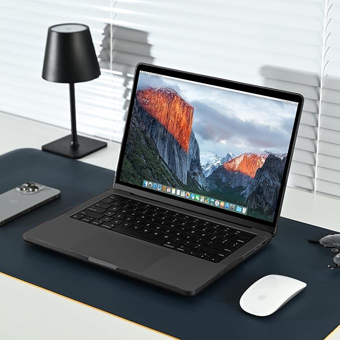 EooCoo Compatible with MacBook Pro 14 inch Case M5 2026 2025-2021 M4 M3 M2 M1 Pro/Max, Matte Grip, Bump-Resistant Hard Shell Laptop Protective Cover Case - Space Black