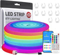 BTF-LIGHTING 16.4FT WS2811 WS2812B IC RGB DC5V 360 Degree Round Reticulate Chasing Color Neon LED Strip Kit Bluetooth Controller Flexible Silicone IP67 Waterproof Rope Light for Home Decor(No Adapter)