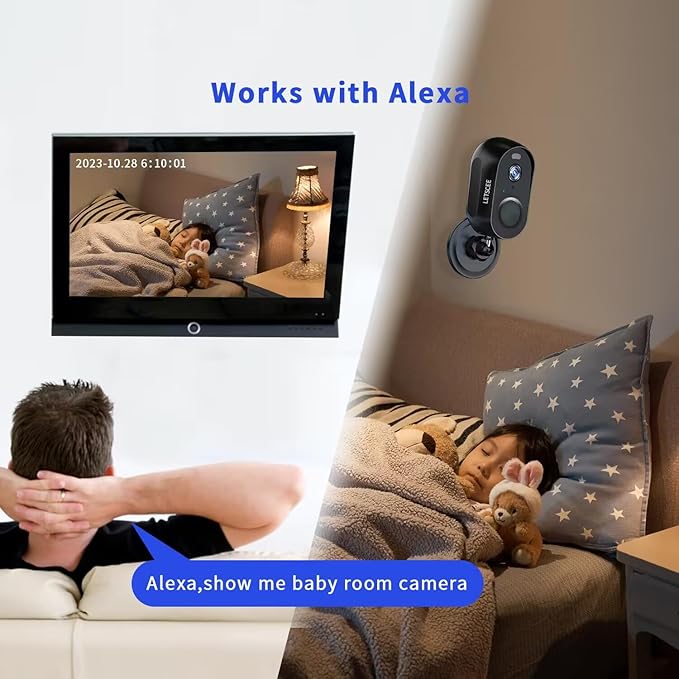 LETSCEE Cameras for Home Security Outdoor Indoor,Security Cameras Wireless Outdoor Battery Rechargeable WiFi,2K Night Vision, Motion Detection,No Month fee SD Card/Cloud Storage,Weather Proof