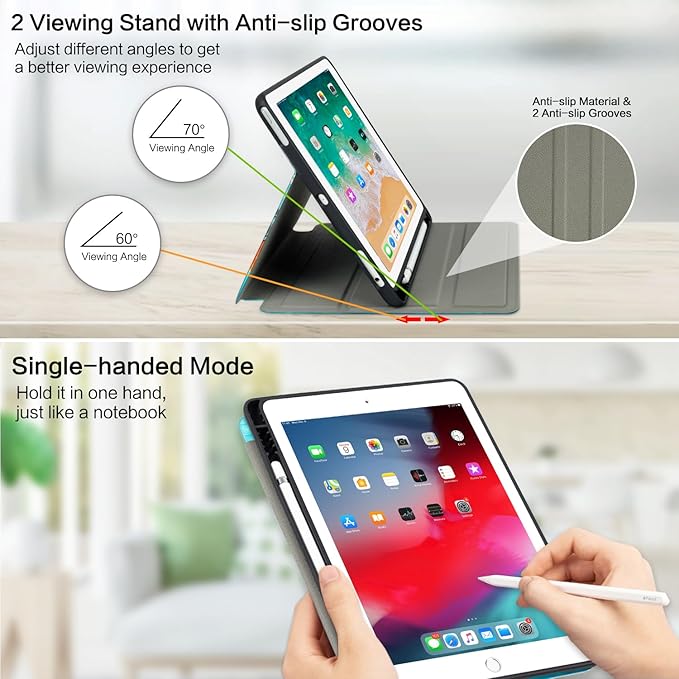 Vimorco for iPad 6th/5th Generation Case 2018/2017, for iPad Air 2/Air Case 2014/2013, for iPad Cases 6th/5th Gen 9.7-inch Pencil Holder/4 Viewing Stands/Typing Stand/Slim, Goldfish as Shark