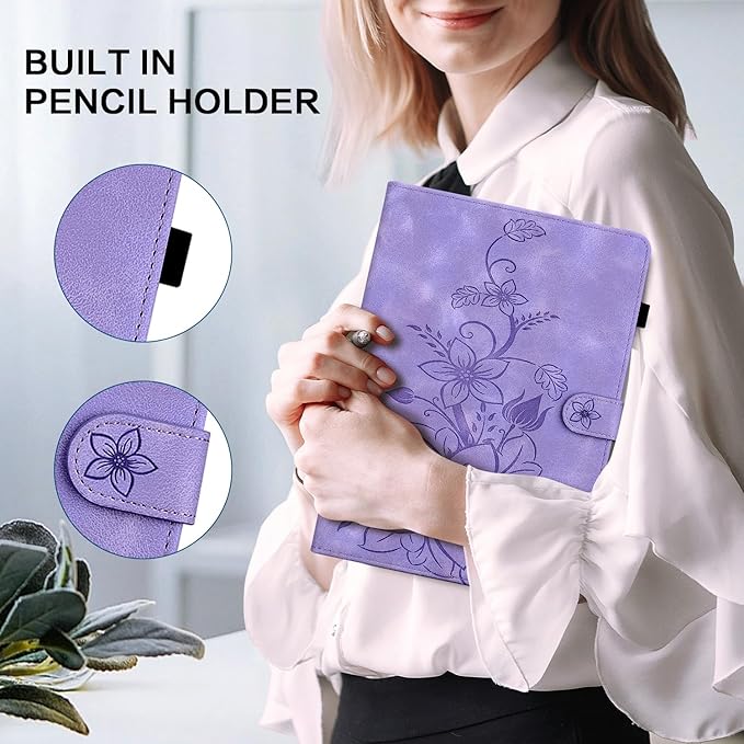 Case for iPad 9th Generation (2021) / 8th Generation (2020) / 7th Gen (2019) 10.2 Inch, Auto Wake/Sleep Supports Pencil Holder Magnetic Clasp Stand Cover, Purple
