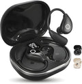 Wireless Earbuds with Earhooks, Open Ear Bluetooth 5.3 Headphones for Work & Running, 60H Playtime, LED Display, IPX5 Waterproof, USB-C Charging (Black)
