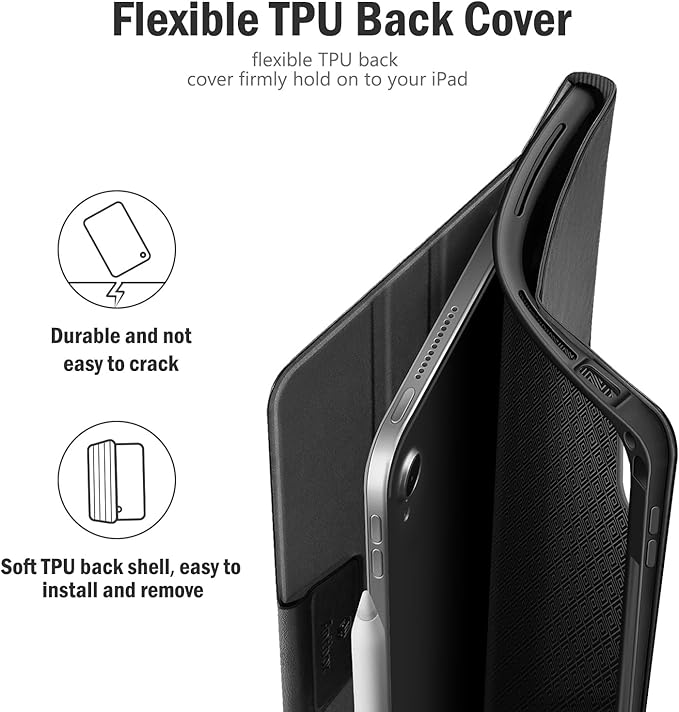 Antbox for iPad Air 13 Inch Case 2026 M4 /2025 M3 /2024 M2, Built-in Pencil Holder, Fully Supports Pencil Pro and Pencil (USB-C), Auto Sleep/Wake Function PU Leather iPad Air 13'' Cover (Black)