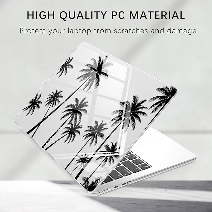 Compatible with MacBook Pro 13 inch Case M2 2025, 2024-2016 A2338 M1 A2251 A2289 A2159 A1989 A1708 A1706, Black Palm Tree Protective Hard Shell Clear Cover for Mac Pro 13