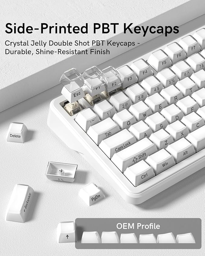 L75 Wireless Mechanical Keyboard with Knob, 75% Hot Swappable Custom Gaming Keyboard Gasket Structure with RGB Backlit, Pre-lubed Switches, Crystal Jelly PBT Keycaps, 2.4GHz/USB-C/BT5.0 Mode
