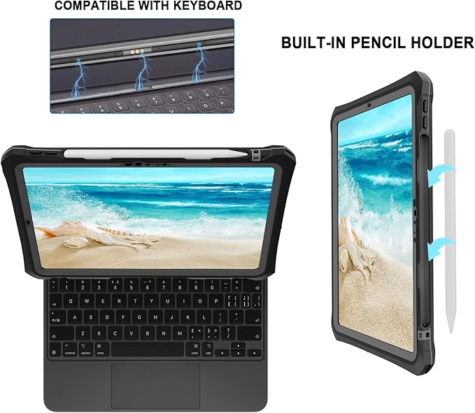 Ultimate Protection Compatible with iPad Pro 11 M4 2024 M5 2025 Released 11 Inch - Waterproof, Shockproof, and Dustproof Case Ages and Activities (Black)