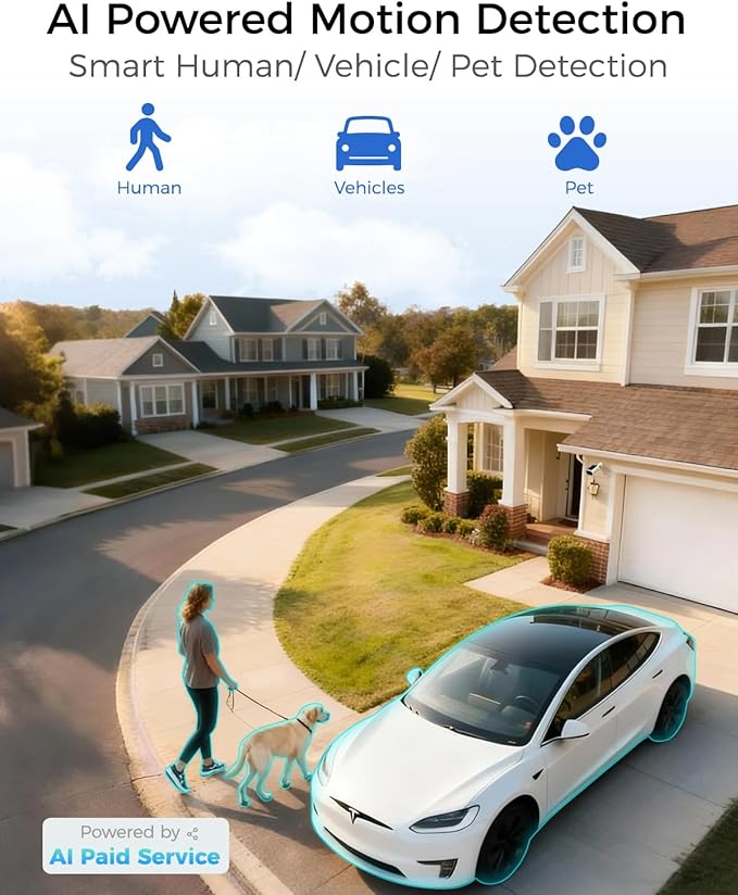 Solar Security Cameras Wireless Outdoor, 4MP Cameras for Home Security Camera System, 64GB Local Storage, No Subscription, Easy Setup, Color Night Vision, 2.4 & 5G WiFi, 2-Cam Kit