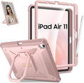 Fintie Case for iPad Air 11-inch M4/M3/M2 (2026/2025/2024), iPad Air 5th/4th Generation (2022/2020) 10.9 Inch - [Tuatara Magic Ring] 360 Degree Rotating Stand Cover with Screen Protector, Rose Gold
