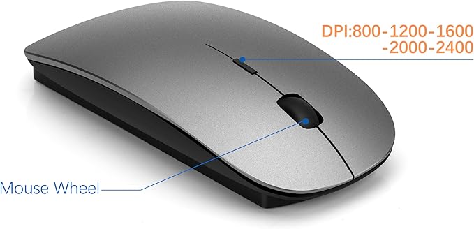 Wireless Keyboard and Mouse Ultra Slim Combo, TopMate 2.4G Silent Compact USB 2400DPI Mouse and Scissor Switch Keyboard Set with Cover, Batteries Included, for PC/Laptop/Windows/Mac - Gray Black