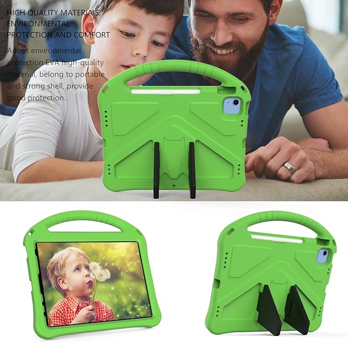 Dteck for iPad 10th Generation Case 2022 10.9 Inch,Lightweight Kids Friendly Shockproof Protective Case with Handle Pencil Holder Kickstand Child Cover for Apple iPad 10th Gen 10.9 Inch 2022,Green