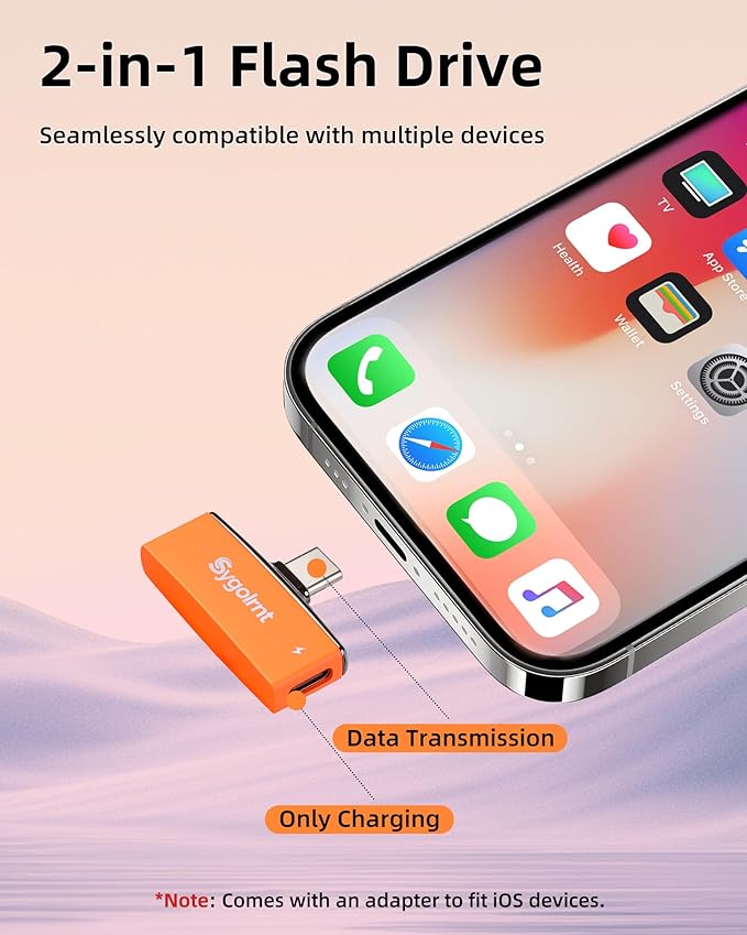 USB C Flash Drive for iPhone Photo Stick 256GB Thumb Drive with Type-C Charging Port, USB Memory Stick for Photos Videos, High Speed Jump Drive External Storage for iPad/Android Phones/PC (Orange)