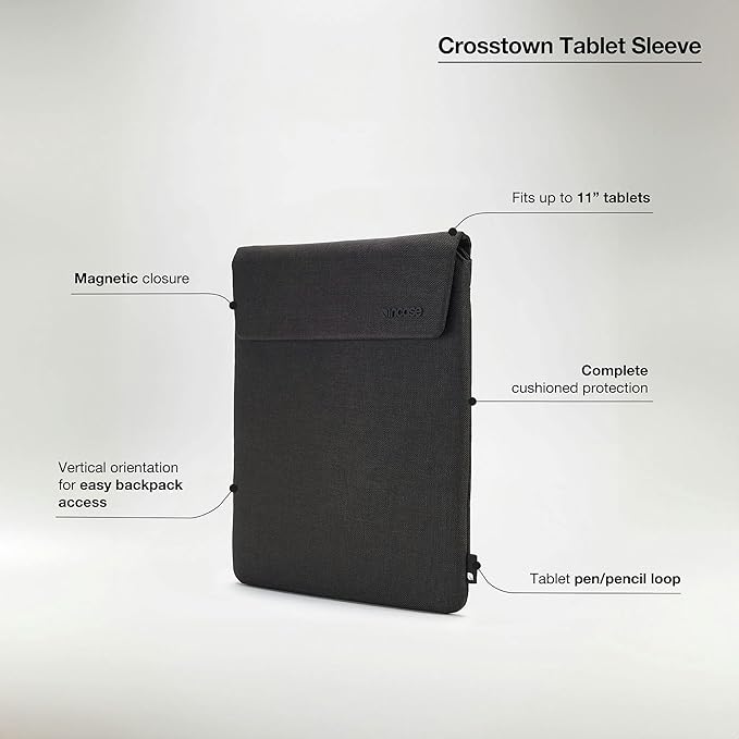 Incase Crosstown Tablet and iPad Sleeve with Cushioned Protection – Vertical Sleeve for iPad Air 11 inch Case, iPad Pro 11 inch, 11 Inch Devices - Magnetic Closure, Apple Pencil Loop