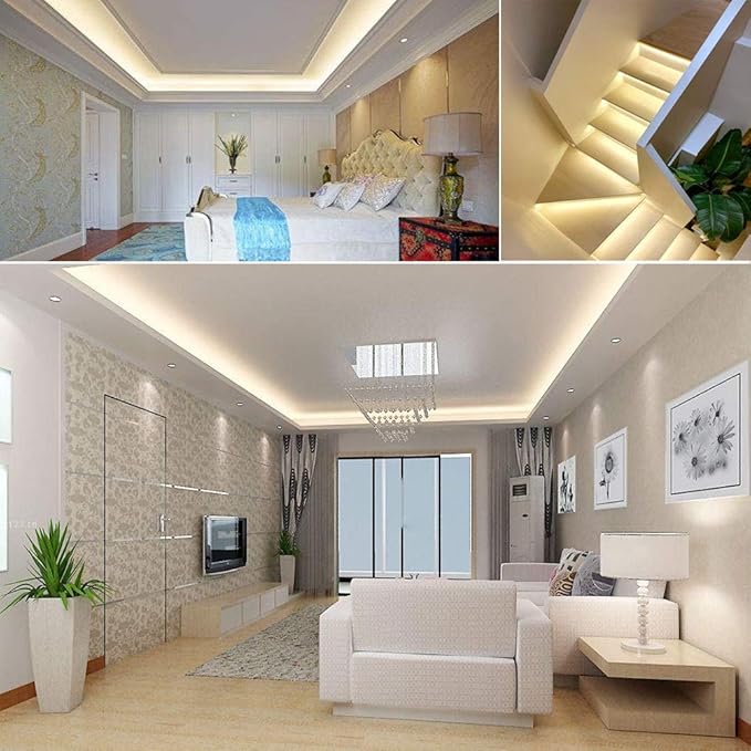 SUYOOULIN LED Strip Lights, SMD 2835 LED Strip Warm White 3000K, DC12V 1200LEDs 16.4Ft 26000LM High Density LED Light Strips Non-Waterproof, 3 Times Brightness Than SMD3528 LED Strip