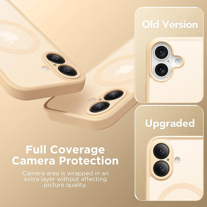 CAPRARO Magnetic Compatible with iPhone 16 Case, Upgraded [Full Camera Protection] [Compatible with MagSafe] Protective Translucent Matte Women Girl Phone Case Cover, Tangerine