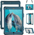 iPad 9th 8th 7th Generation Case Waterproof, Full Body Protective Shockproof Case with Built-in Screen Protector, Pencil Holder, Stand, Shoulder Strap for iPad 9th 8th 7th Gen 10.2 inch Teal