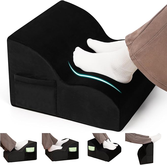 Echaprey Foot Rest for Under Desk at Work,Adjustable Under Desk Footrest Multifunctional 3-Tier Foot Stool with Non-Slip Base and Washable Cover Ergonomic Foot Stool for Office,Home,Car,Travel (Black)