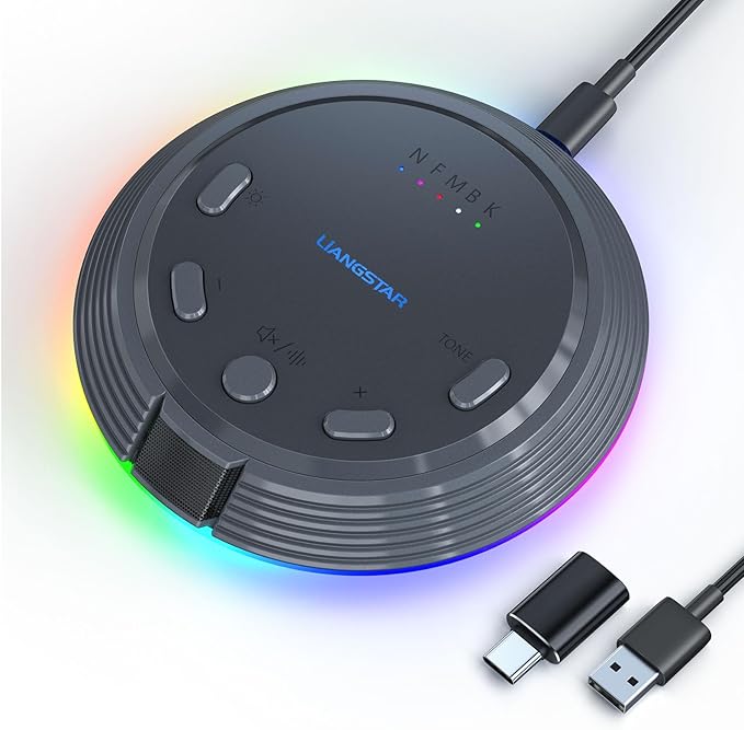 LIANGSTAR Gaming USB Microphone with AI Noise Cancellation, 5 Voice Changes, Mute, Volume Control, RGB Light Condenser Computer Microphone for PC Gamer, YouTube, Streaming, Conference