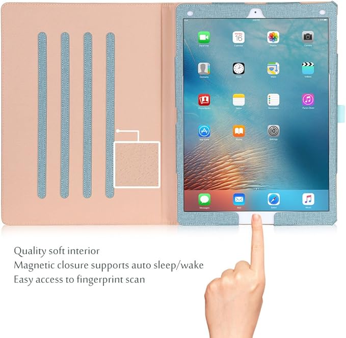 ProCase for iPad Pro 12.9 2017/2015 Case (1st & 2nd Generation), Stand Folio Case Cover for iPad Pro 12.9 Inch (Old Model 2017/2015), with Multiple Viewing Angles, Pencil Holder -Teal