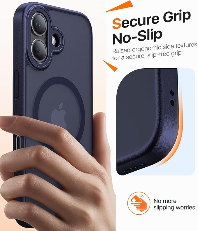 Magnetic for iPhone 17 Case,[Anti-Slip][Compatible with MagSafe][Military Grade Drop Protection] Shockproof Protective Translucent Matte Phone Case for iPhone 17 Case,Titanium Blue