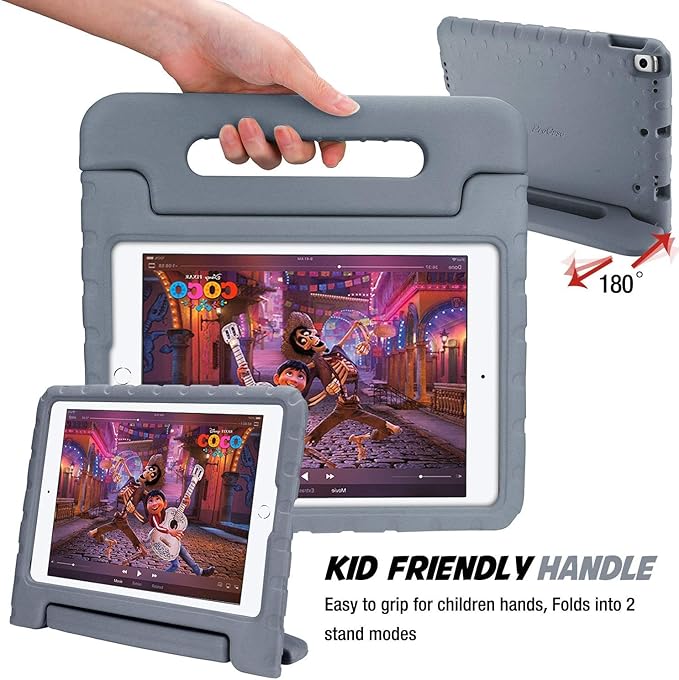 ProCase Kids Case for iPad 9th Generation/iPad 8/iPad 7, iPad 10.2 Case 2021 2020 2019/iPad Air 10.5/iPad Pro 10.5 Kids Case, Shockproof Lightweight Case with Convertible Handle -Grey