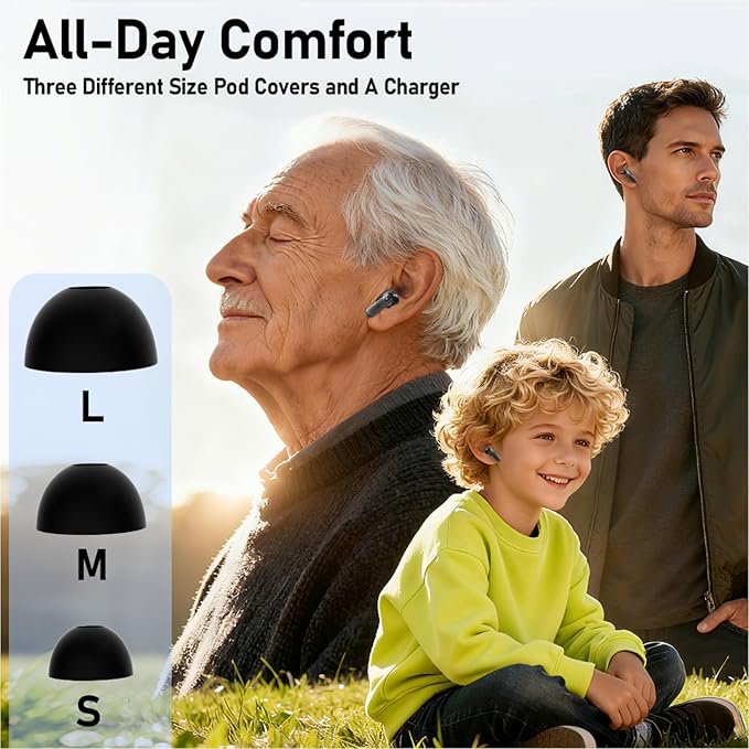 2 Pack ANC Wireless Earbuds with Big Bass Durable, Lightweight Design for Noisy Factories, Gym, and Travel, Includes 3-Size Tips for Secure Fit