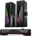 Computer Speakers for Desktop, Bluetooth & USB Input, USB Powered Gaming Stereo Speakers for PC Laptop Monitor, 6 Colorful RGB Modes, Detachable 2-in-1 Design (Package Only 2 Speaker)
