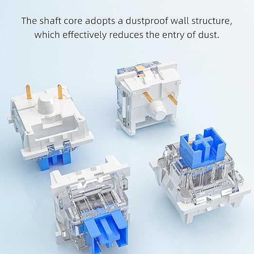 Outemu 72PCS Blue Clicky Mechanical Keyboard Switches,3-Pin Hot-Swappable Pre-Lubricated Switch with 2 Kailh Switches,Crisp Click Sound,for Gaming Keyboards & 3D Print Accessories