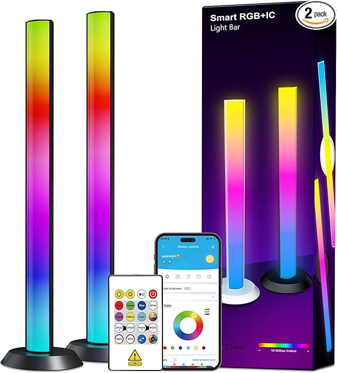 DAYBETTER Gaming Light Bars,RGBICW TV Light Bars,Smart LED Light Bars with Music and Scene Modes,Multiple Placement Options,Mood Lighting,Color Changing Light Bar for Gaming Monitor,TV,Desk,Room Decor