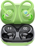 Wireless Earbuds, Bluetooth 5.4 Headphones Sport, Over Ear Buds With ENC Noise Cancelling Mic, 48H, Wireless Earphone With Earhooks, Stereo Deep Bass, IP7 Waterproof ear bud for Workout Running, Green