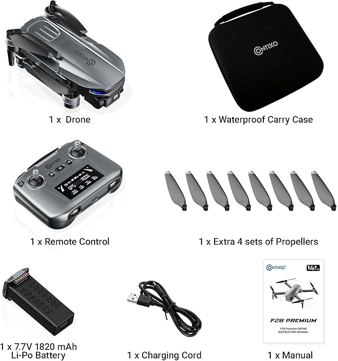Contixo F28A Premium Drone With 4K Camera, Two-axis Gimbal, 23 Mins Flight Time, 110° Wide-angle, Follow Me, Auto Return, 1000m Control Range, GPS Professional Drones For Adults, Beginner, Teenager