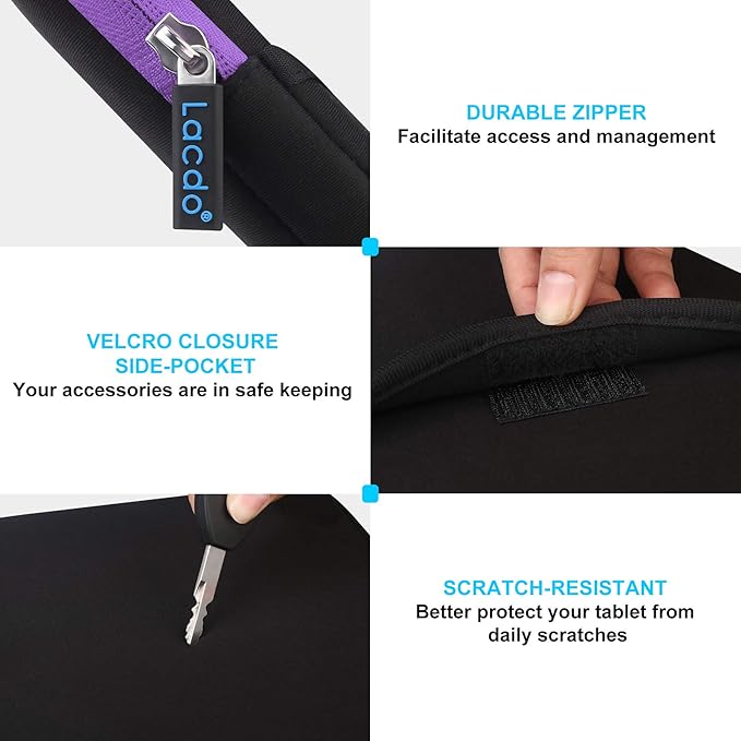 Lacdo Tablet Sleeve Case for 11 inch iPad A16 / 11 inch iPad Air M4 M3 M2 / 11" iPad Pro M5 M4 / 10.9" iPad /10.2" iPad /10.9" ipad Air / 11 Inch Samsung Galaxy Tab A9+ Bag, Fit Magic Keyboard, Purple
