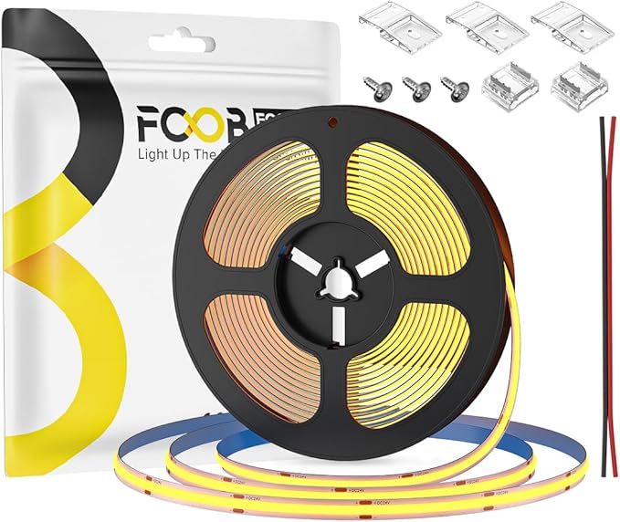 16.4FT COB LED Strip Lights Dimmable 2700K Warm White 320LEDs/m Strips DC24V Adhesive Flexible Cuttable Strip Lights for DIY Home Decor Shelf Cabinet (No Adapter or Controller)