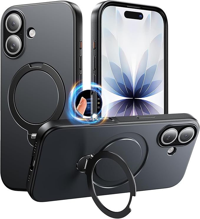 360°Ring Stand for iPhone 17 Case, Compatible with MagSafe, Military-Grade Protective,Anti-Yellowing, Scratch-Resistant Back Cover Phone Case for iPhone 17 6.3", Black