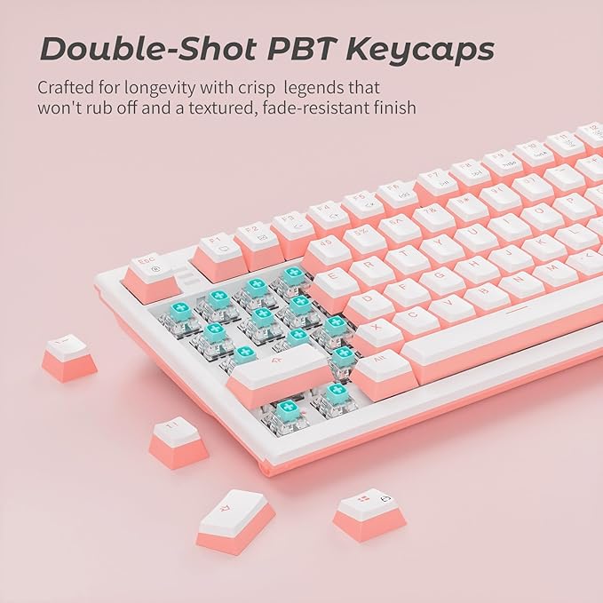 Hexgears X4 Wired Mechanical Keyboard with Number Pad, USB-C Hot Swappable Custom Keyboard, Pre-lubed Clicky Switches, White LED Backlit Computer Gaming Keyboards for PC/Tablet