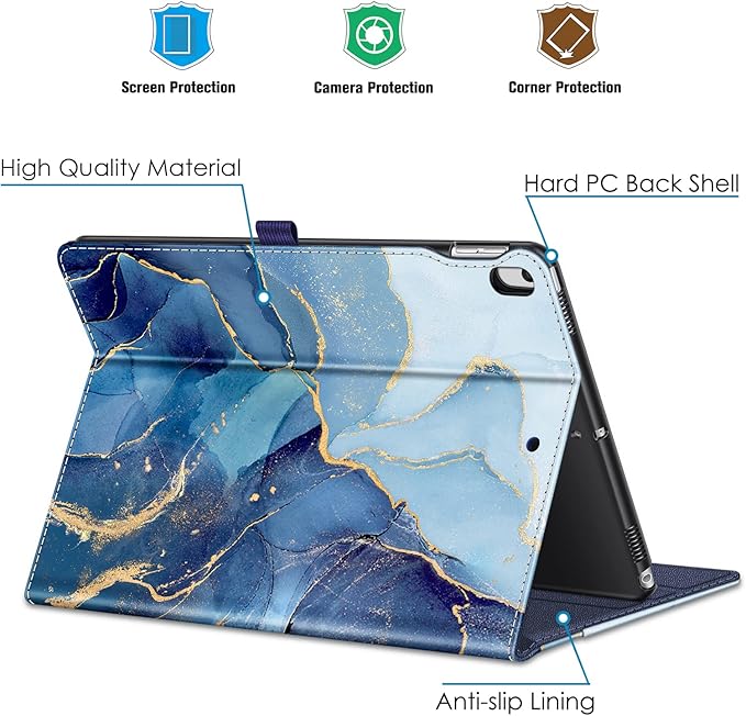 Fintie Case for iPad Air (3rd Gen) 10.5" 2019 / iPad Pro 10.5" 2017- [Sleek Shield] Premium PU Leather Slim Fit Multi Angle Stand Cover with Pocket, Pencil Holder, Auto Wake/Sleep, Ocean Marble