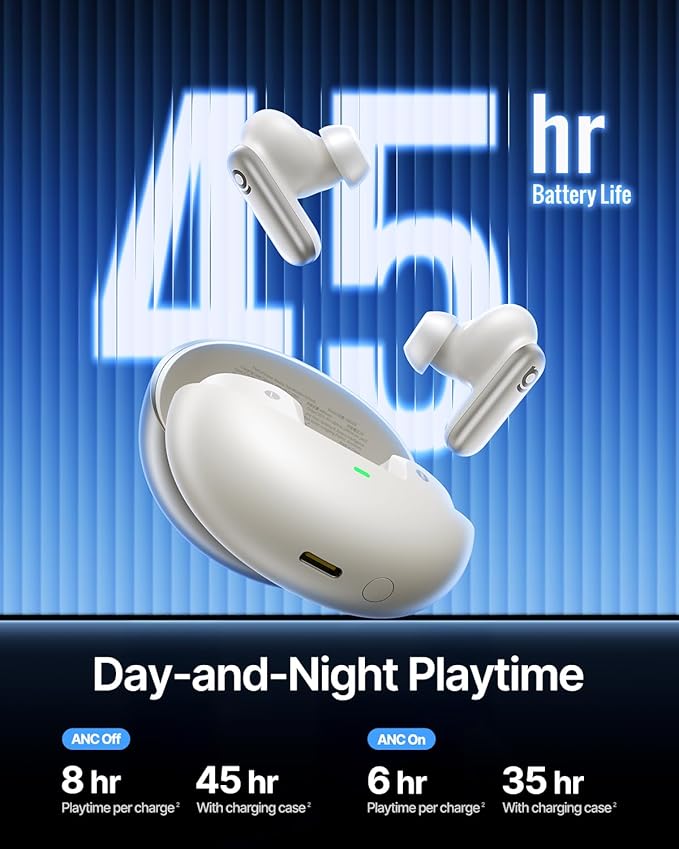 Baseus Inspire XP1 Adaptive Noise Cancelling Earbuds, Sound by Bose, Dolby Audio, Premium Real-Time Adaptive ANC, Adaptive Tuning Sound, Natural Fit Design, 6-Mic Adaptive Clear Calls, 45H Playtime