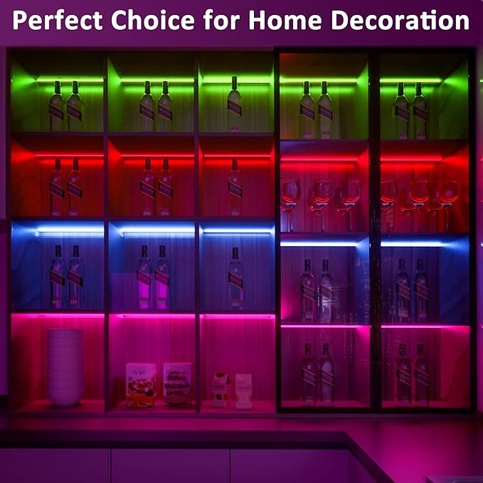 Benreom 6 Pcs RGB Under Cabinet Lights Kit, Smart App and Remote Control Under Cabinet Lighting, Dimmable Under Counter Lights for Kitchen, Plug in LED Lights Bar for Cabinet, Counter, Workbench, Desk