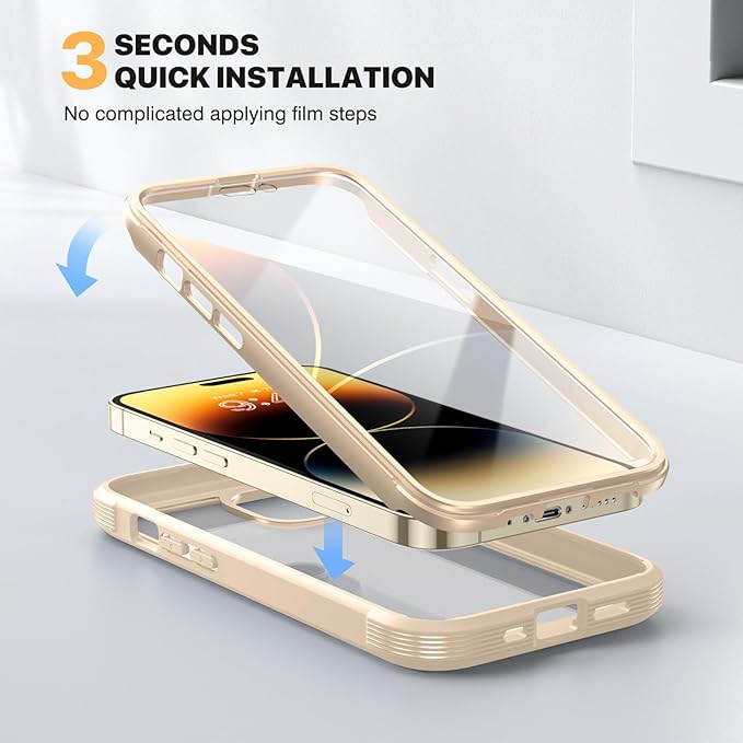 Diaclara Magnetic for iPhone 14 Pro Max Case, Full Body Rugged Case with Built-in Touch Sensitive Anti-Scratch Screen Protector, with Camera Lens Protector for iPhone 14 Pro Max 6.7" (Bean Yellow)
