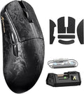 ATTACK SHARK R11 Ultra 8K Carbon Fiber Wireless Gaming Mouse with 42000DPI-PAW3950 MAX Sensor-49g Lightweight,Nordic 52840 MCU Chip,Wired/BT/2.4Ghz Programmable,RGB Coiled Cable for PC(Black Ink+Tape)