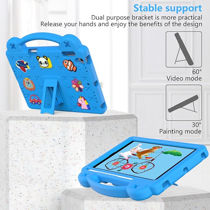 AKABEILA Compatible with Apple iPad Air 1 2013/Air 2 2014/Pro 9.7(2016)/iPad 9.7(2017/2018) Tablet Case, Kids Shockproof Protective Case with Stand Handle & Pen Tray for Girl Kid Gift Sky Blue