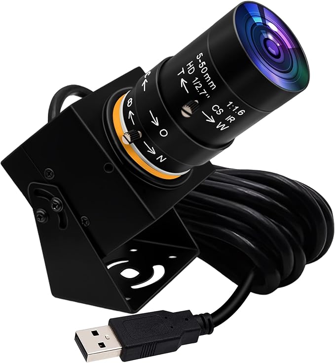 ELP 4K USB Camera with Microphone 5-50mm Varifocal Lens Manual Zoom Webcam 8MP IMX317 Sensor 3840x2160@30fps UVC for Windows, Linux, Mac, Raspberry Pi, etc.