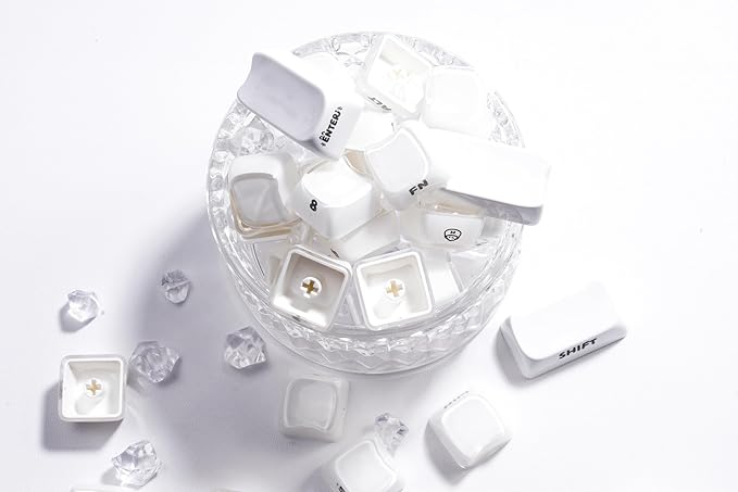 ZORNHER CG870 Wireless Mechanical Keyboard,80% White Gaming Keyboard, Creamy Keyboard,Cute Jelly Cat Clear Ceramic Jade Keycaps,Girly Aesthetics Kitty Keyboard,Creamy Sounding Linear Switches