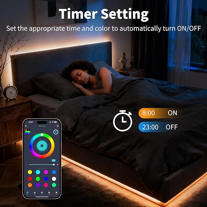 LED Strip Lights,RGB Music Sync Color Changing Led Lights with Smart App Control Remote & Remote Control for Room,Part,Essential,Sense of Atmosphere Decoration(100FT-2 Rolls of 50ft)