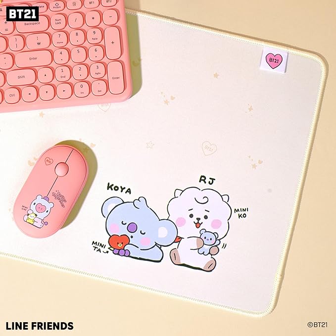 Hamee BT21 My Little Buddy Series Desk Mat [Laptop Computer Gaming Mouse Mat] [Large Office Accessories] [Cute Non-Slip Rubber Base Mouse Pad] [Desk Pad] Cooky CHIMMY SHOOKY MANG, 12" x 30"