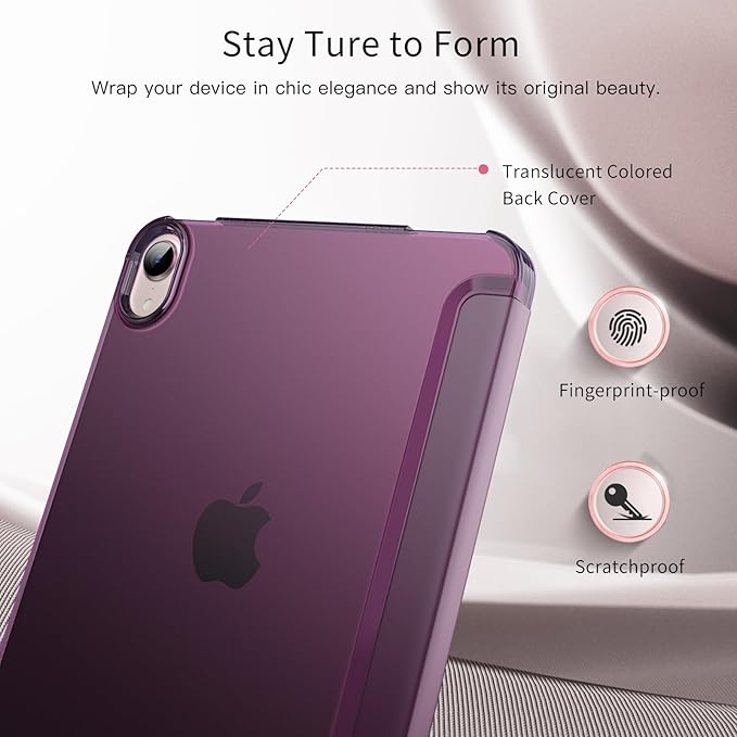 MoKo for iPad mini 7 (A17 Pro) Generation Case 2024, iPad mini 6 Case 2021, 8.3-inch Slim Lightweight Protective Hard Back PC Shell Stand Cover Support Touch ID, Auto Wake/Sleep, Dark Purple