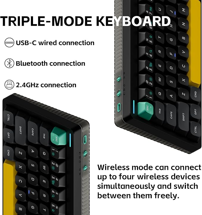 nuphy Halo65 V2 Wireless Mechanical Keyboard with PBT Keycaps, 65% Hot Swappable Custom Gaming Keyboard Compatible with QMK/VIA, RGB Backlit, Gasket Structure, BT5.0/USB-C/2.4GHz,Black-Blush Switches