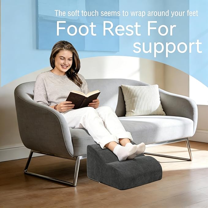 Foot Rest for Under Desk at Work.Multifunctional 3-Tier Foot Stool,with Washable Footrest.for Under Desk,Office Chair Gaming Chair & Sofa,Leg Elevation Pillow,Supports Posture(A-Black)